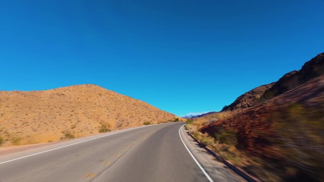 Driving Lake Mead National Recreation Area, Nevada Desert Road, POV