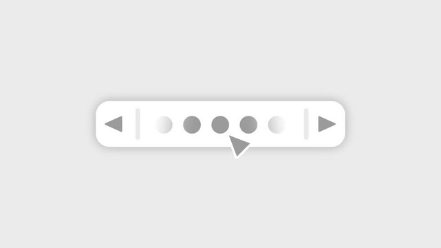 A horizontal pagination component featuring left and right arrows alongside five dot indicators for navigating between multiple content slides