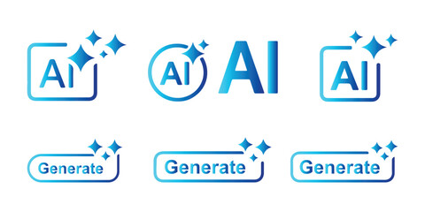 AI generate with square and stars icons. Vector symbols for artificial intelligence and creativity apps. Sparkles generate prompt. AI Sparkle Icon Set. AI Artificial Intelligence Minimal Line Icon.  © HIKESTUDIO 9