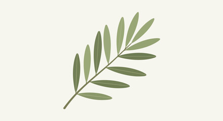 Obraz premium A minimalist illustration of a green branch with leaves