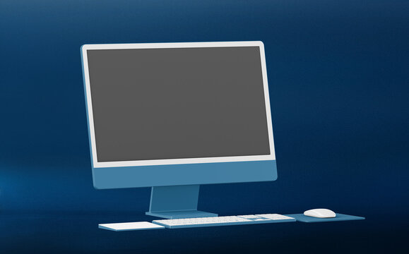 Modern desktop computer setup photo, suitable as mockup
