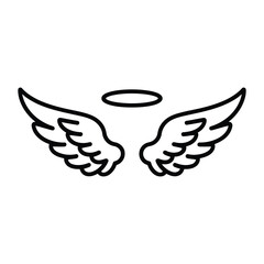 Fototapeta premium Black angel wings and halo icon