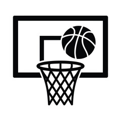 Black basketball hoop with ball going through net © VectorPulse