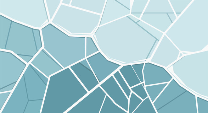 A mosaic of blue polygons with white lines on a plain background