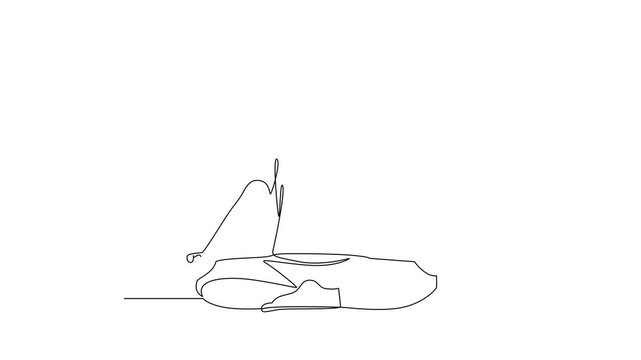 Calm Man Sitting Lotus Meditation. Meditation Concept. Single line draw design Video 4k. Footage graphic illustration