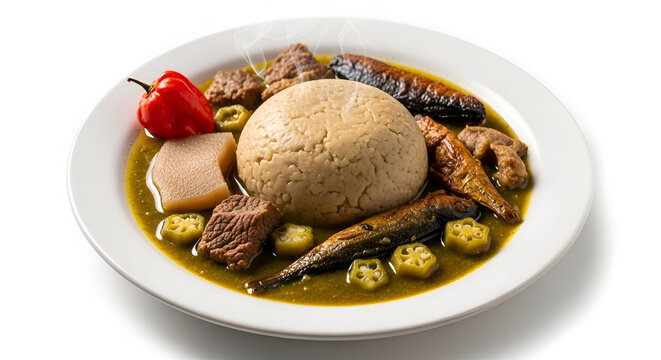 Traditional African fufu with soup.