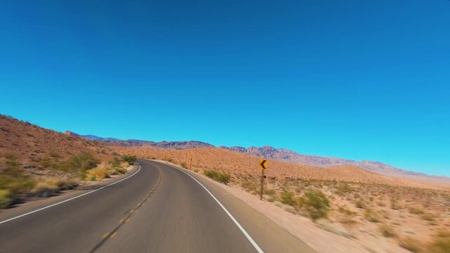 Driving Lake Mead National Recreation Area, Nevada Desert Road, POV