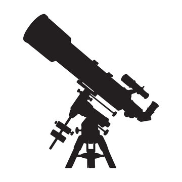 Silhouette of a telescope on a tripod with telescope
