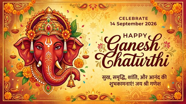 Lord Ganesha , Ganesh festival illustration of Lord Ganpati background for Ganesh Chaturthi festival of India