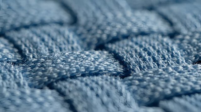 Closeup Macro Shot of Blue Woven Fabric Texture 1.
