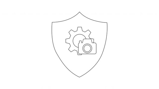 Camera Settings Shield Icon - Photography Protection and Configuration.