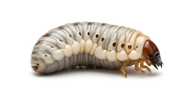 Close-up of large grub insect.