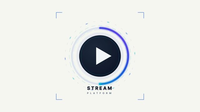 Clean streaming play button interface with circular progress ring animation on light background