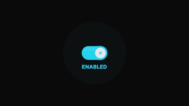 Minimal toggle switch enabled state animation with glowing indicator on dark background