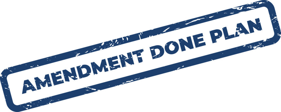 Official grunge stamp indicating an amendment is done, aligning with planned objectives or strategic implementation