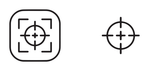 Fototapeta premium Focus square and crosshair target icon set representing camera focus and aiming system for photography.