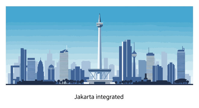 Jakarta Skyline with Monas Tower
