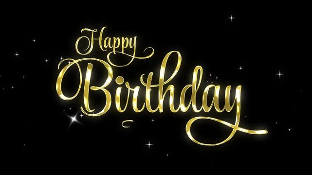 Gold Birthday Celebration Typography Background with Greeting Text 4K