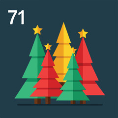 Obraz premium A group of colorful Christmas trees
