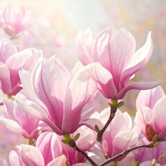 Obraz premium A close-up of vibrant pink magnolia flowers in bloom