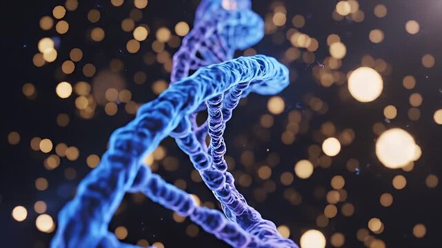 Abstract DNA Structure with Glowing Bokeh Background