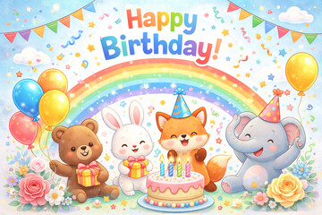 Fototapeta premium fun cartoon birthday card