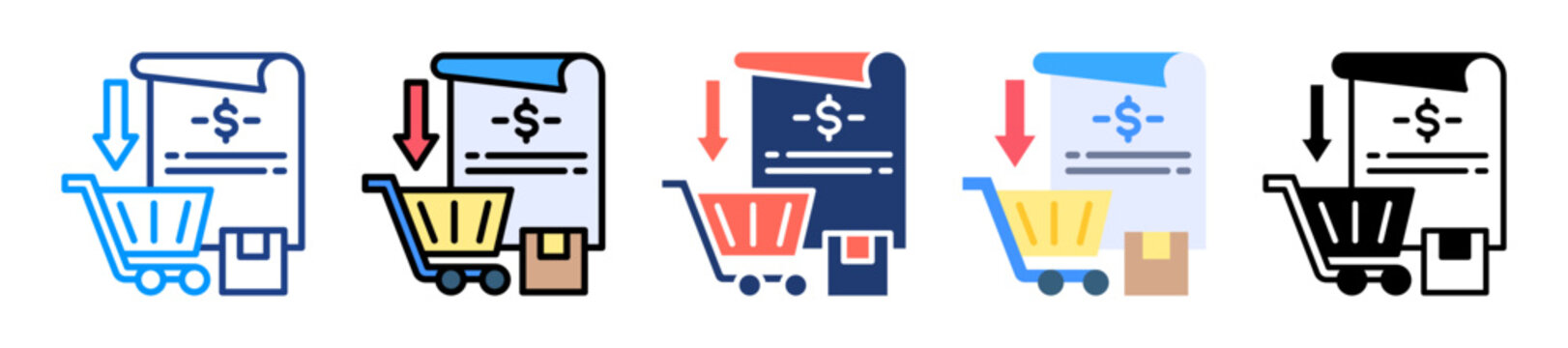 Purchase Requisition Icon Sheet Multiple Style Collection 