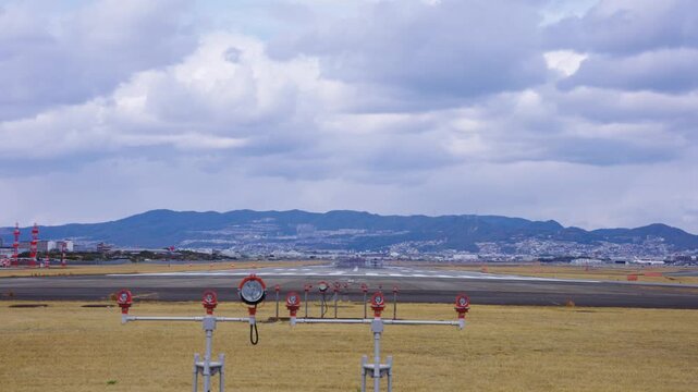 Airstrip, Empty Airport with Storm Clouds on Horizon, Atami Airport Japan