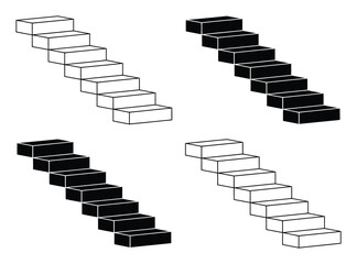 Obraz premium Four Sets of Stairs: Two Black, Two White, Arranged in a Grid