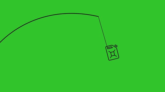 Oil Barrel Fishing Hook Metaphor Animation Green Screen 4K