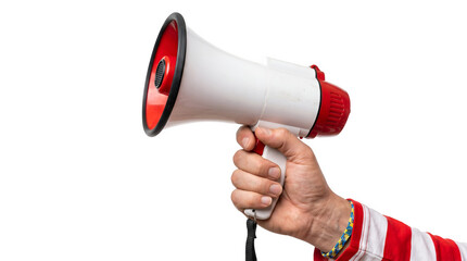 Naklejka premium Football Hands holding megaphone on transparent background 