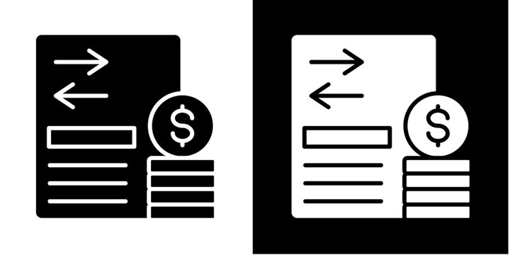 Cash Flow Statement  Icon Set White Glyph Style Collection