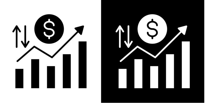 Profit And Loss  Icon Set White Glyph Style Collection