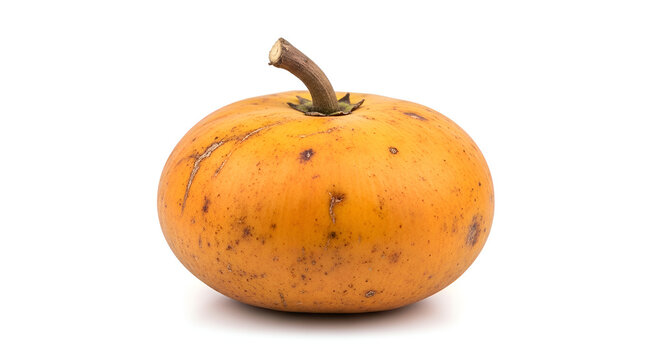 A small orange pumpkin with stem.