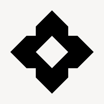 Geometric black cross pattern element on white