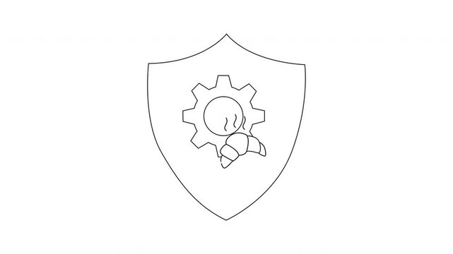 Shield Icon Animation - Gear, Croissant, and Security Concept.