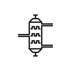 Naklejka premium Fractionation column icon symbolizing chemical distillation, representing hardware, refinery tools, tower gear, process systems, and industrial logistics for oil and gas separation and factory boiling
