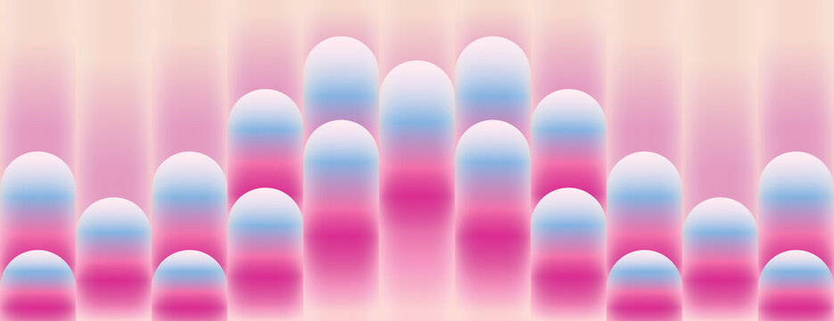 Gradient pastel background with soft pink and blue rounded shapes