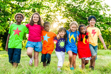 Fototapeta na wymiar Diverse children enjoying nature photo