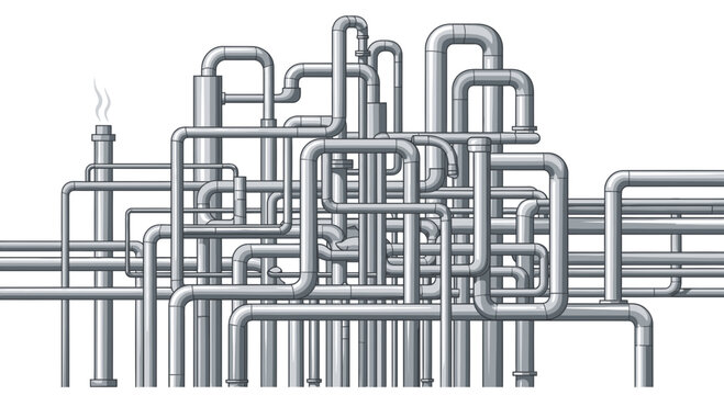 Industrial Piping System Complex Network Steel Infrastructure