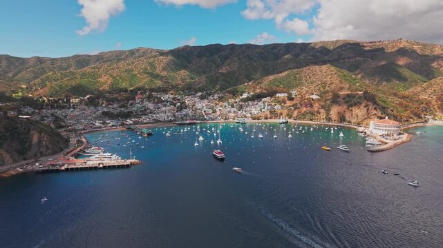 Orbit shot of Avalon on Catalina Island
