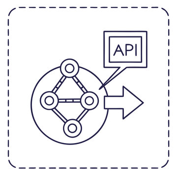 A vector graphic illustration of an API connection symbol
