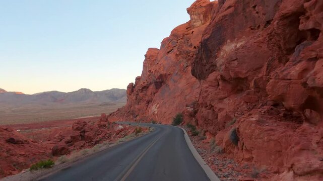 Valley of Fire Nevada POV Drive at Twilight