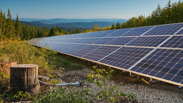 保守点検が続く山林ソーラー設備の運用管理写真