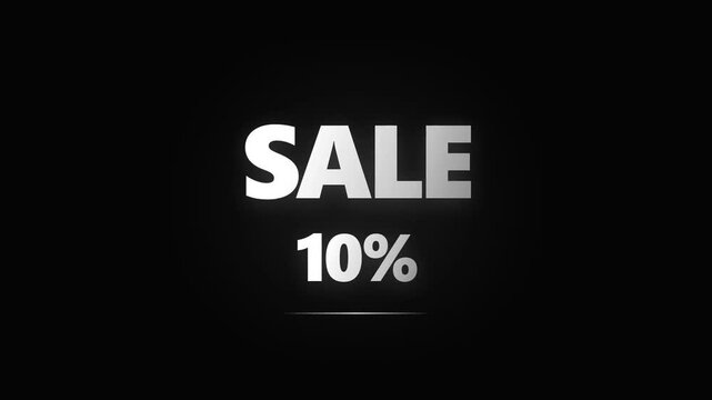 Sale promotion with a 10% discount written in large letters against a dark background, perfect for promoting product offerings and special promotions.