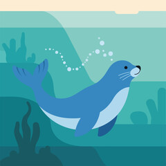 A blue seal swims underwater © Zoro