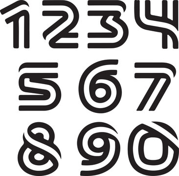 Stylized numbers 0-9 in black on white background for design and typography use