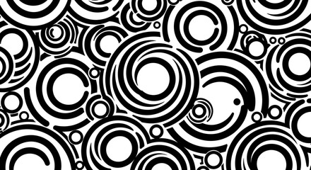 Fototapeta premium Abstract Black and White Swirling Circles Pattern