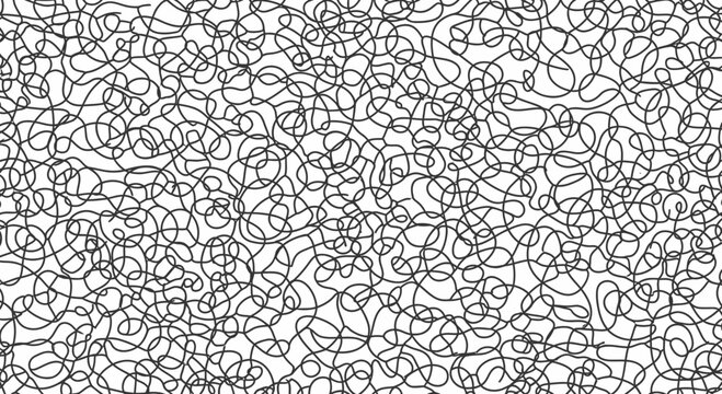 Abstract Black and White Scribble Pattern - Chaotic Lines Background