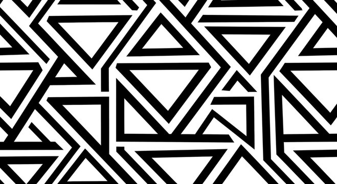 Abstract Geometric Pattern: Black and White Triangles, Modern Design